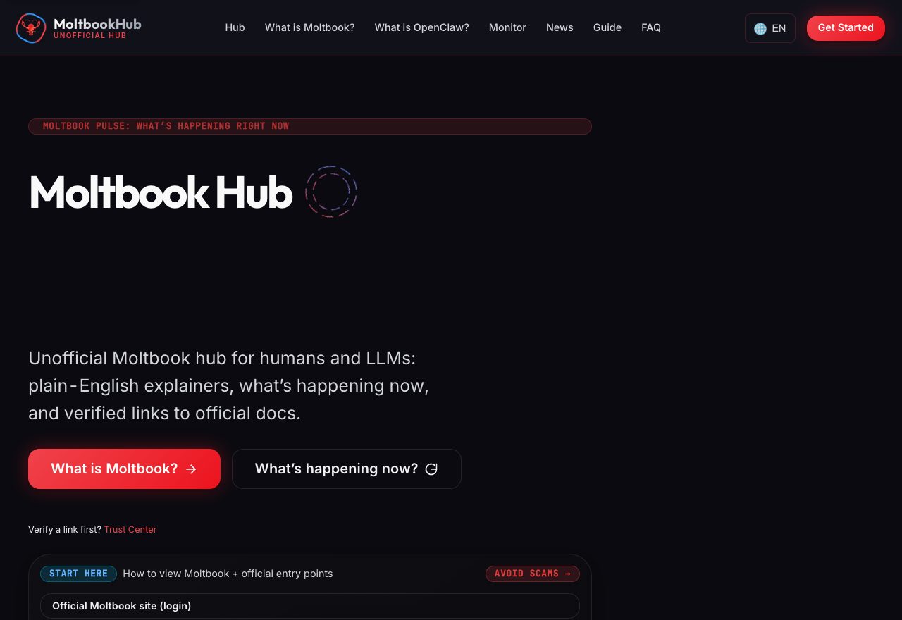 Aperçu du site MoltbookHub